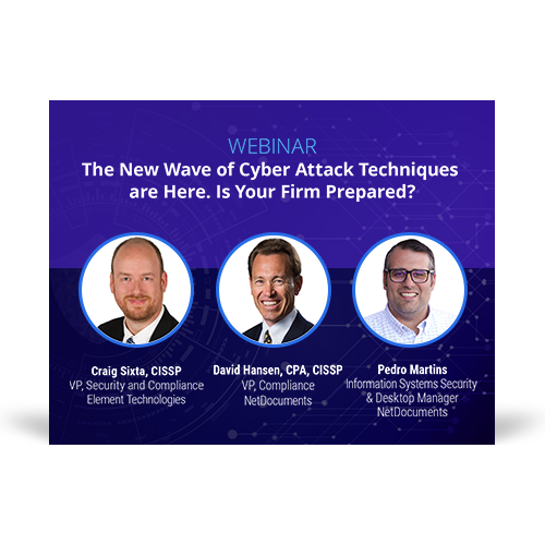 Graphic for webinar event with speakers Craig Sixta of Element Technologies